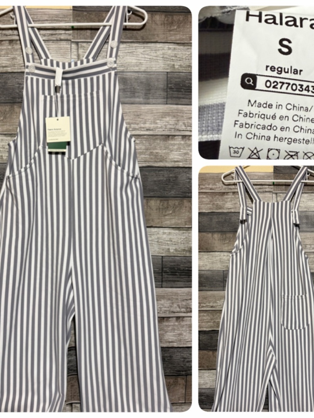 Halara Wide-Leg Jumpsuit Overalls Adjustable Straps Size S Gray White Inseam 26